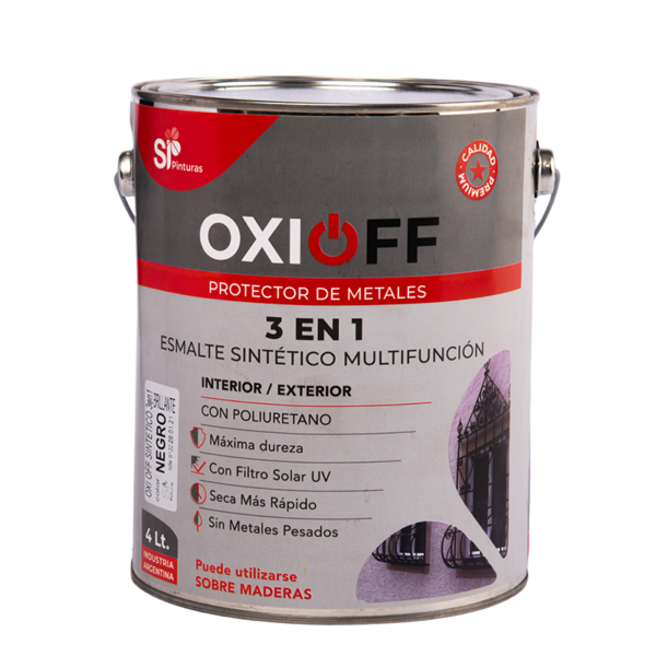 Esmalte Sintético Multifunción 3 en 1 Oxi-Off (Negro) Si Pinturas